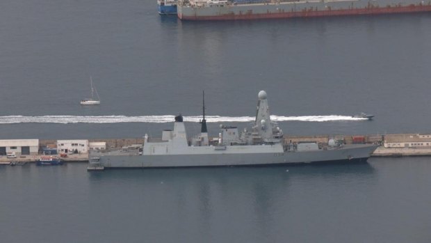 Royal Navy warship HMS Diamond in Gibraltar